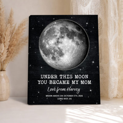 Custom Moon Phase Print for Mom - Personalized Mother's Day Gift From Daughter Son - Birth Month Phase Gift - Under This Moon You Became My Mom
