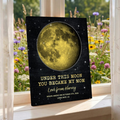 Custom Moon Phase Print for Mom - Personalized Mother's Day Gift From Daughter Son - Birth Month Phase Gift - Under This Moon You Became My Mom