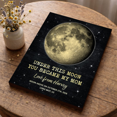 Custom Moon Phase Print for Mom - Personalized Mother's Day Gift From Daughter Son - Birth Month Phase Gift - Under This Moon You Became My Mom
