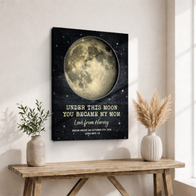 Custom Moon Phase Print for Mom - Personalized Mother's Day Gift From Daughter Son - Birth Month Phase Gift - Under This Moon You Became My Mom
