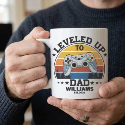 Custom Dad Level Unlocked Mug, Funny Father's Day Gift for Gamer Dad, Gamer Dad Coffee Cup, Funny New Dad Gift, Leveled up to Daddy Gift