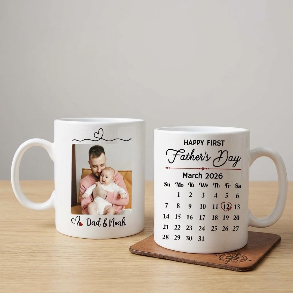 Personalized First Father's Day Mug - Custom Calendar New Dad Coffee Cup -  1st Father Day Keepsake From Wife - First Time Dad Gifts - Best  Personalized Gifts For Everyone