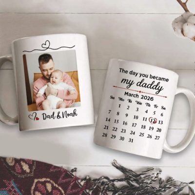Personalized First Father's Day Mug - Custom Calendar New Dad Coffee Cup - 1st Father Day Keepsake from Wife - First Time Dad Gifts
