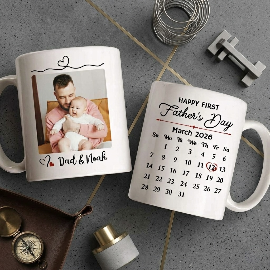 Personalized First Father's Day Mug - Custom Calendar New Dad Coffee Cup -  1st Father Day Keepsake From Wife - First Time Dad Gifts - Best  Personalized Gifts For Everyone
