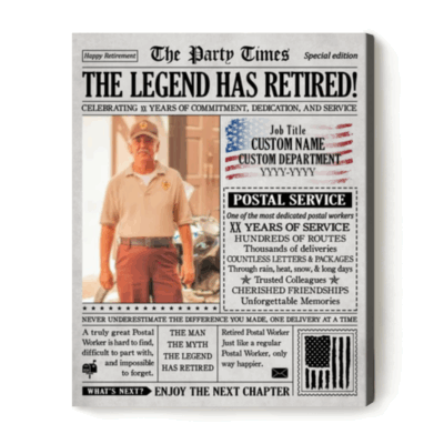 Postal Worker Retirement Personalized Newspaper Canvas, Mail Carrier Retirement Gift, Postal Retirement Gifts, Retired Mailman Gifts