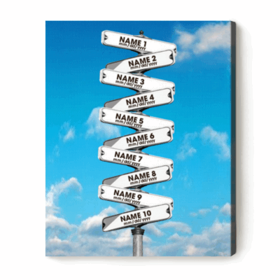 Personalized Family Name Street Sign Canvas, Father's Day Gift for Dad Grandpa, Custom Blended Family Names Art on Print, Multi-Names Wall Art