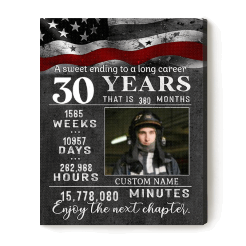 Firefighter Retirement Personalized Years of Service Canvas - Retirement Gift for Firefighter - Firefighter Career Milestone Gift