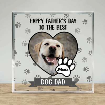 Dog Dad Father's Day Acrylic Gift - Personalized Dog Dad Photo Plaque - Fur Dad Keepsake From Dog Puppy - Dog Lover Fathers Day Gift