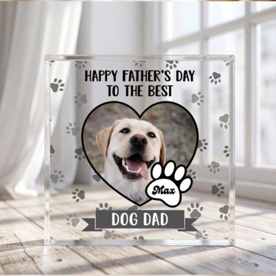 Dog Dad Father's Day Acrylic Gift - Personalized Dog Dad Photo Plaque - Fur Dad Keepsake From Dog Puppy - Dog Lover Fathers Day Gift