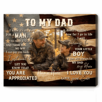 To My Dad Hunting Personalized Photo Canvas - Hunting Father's Day Gift from Son – Dad And Son Hunting Gifts - Hunting Dad Birthday Gift