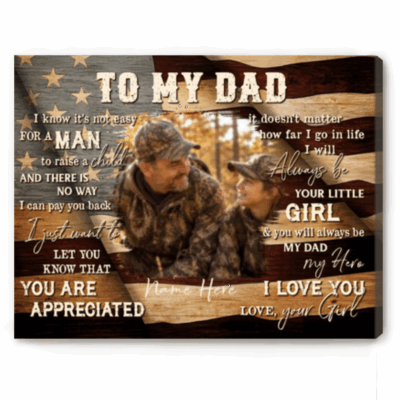 To My Dad Hunting Personalized Photo Canvas - Hunter Father's Day Gift - Hunting Dad Gift from Girl - Father and Daughter Hunting Gift