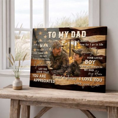 To My Dad Hunting Personalized Photo Canvas - Hunting Father's Day Gift from Son – Dad And Son Hunting Gifts - Hunting Dad Birthday Gift