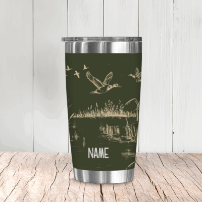 Duck Hunting Personalized Tumbler - Father's Day Gift for Duck Hunter - Custom Name Waterfowl Hunting Tumbler - Duck Hunting Gift For Men