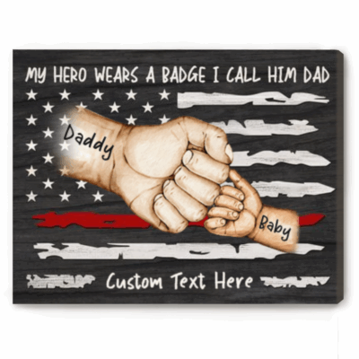 First Father's Day Gift for Firefighter Dad - Personalized Fireman Dad Fist Bump Canvas - Gift for Firefighter Dad - 1st Firefighter Dad Gift