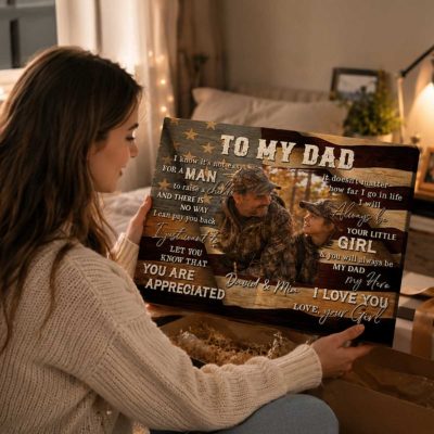 To My Dad Hunting Personalized Photo Canvas - Hunter Father's Day Gift - Hunting Dad Gift from Girl - Father and Daughter Hunting Gift
