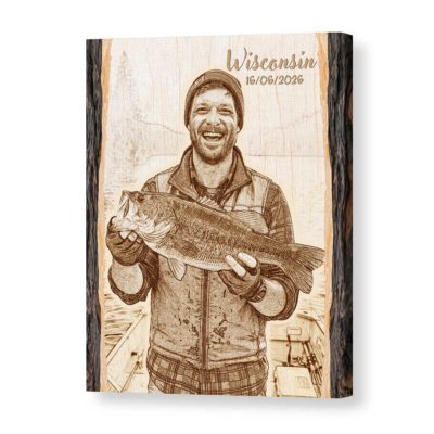 Personalized Fishing Picture On Canvas - Father's Day Gift for Fisherman - Fishing Portrait from Photo Print - Fishing Gifts for Men