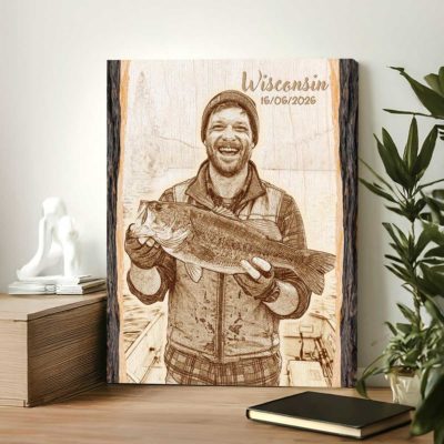 Personalized Fishing Picture On Canvas - Father's Day Gift for Fisherman - Fishing Portrait from Photo Print - Fishing Gifts for Men