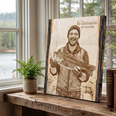 Personalized Fishing Picture On Canvas - Father's Day Gift for Fisherman - Fishing Portrait from Photo Print - Fishing Gifts for Men