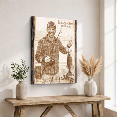 Personalized Fishing Picture On Canvas - Father's Day Gift for Fisherman - Fishing Portrait from Photo Print - Fishing Gifts for Men