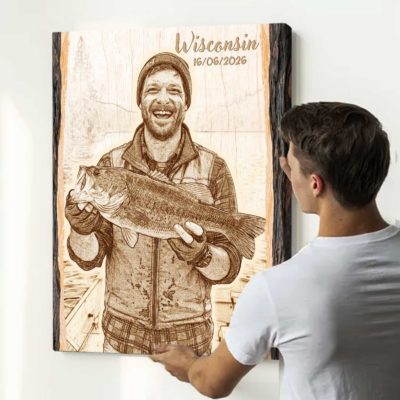 Personalized Fishing Picture On Canvas - Father's Day Gift for Fisherman - Fishing Portrait from Photo Print - Fishing Gifts for Men