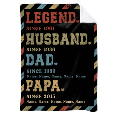 Legend Husband Father Grandpa Blanket - Fathers Day Gift for Grandpa - Custom Papa Blanket with Grandkids Names - Grandpa Gift From Grandkids