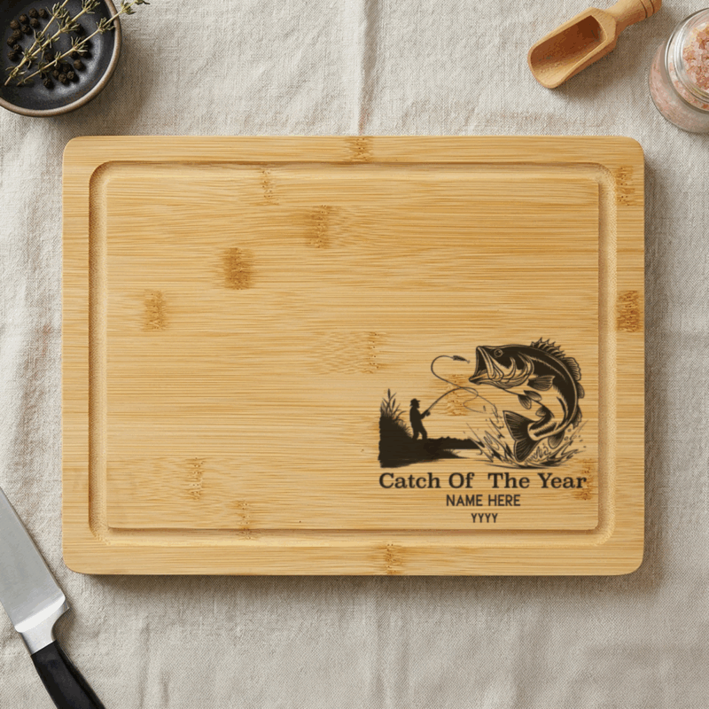 Personalized Fishing Cutting Board - Father's Day Gift for Fisherman – Custom Name Fishing Gift for Men - Fishing Dad Birthday Gift