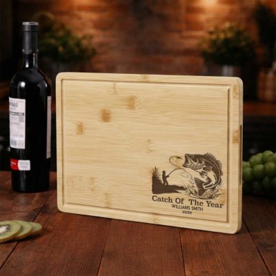 Personalized Fishing Cutting Board - Father's Day Gift for Fisherman – Custom Name Fishing Gift for Men - Fishing Dad Birthday Gift