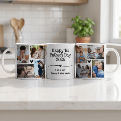 First Father's Day Photo Collage Mug – First Father's Day Gift from Wife & Baby – New Dad Coffee Mug - Gift For Husband - New Dad Gift