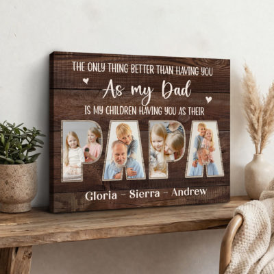 Custom Father's Day Gifts For Grandpa - Personalized Papa Photo Canvas - Papa Gift from Grandkids - Grandfather Birthday Gifts