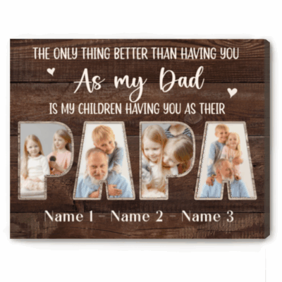 Custom Father's Day Gifts For Grandpa - Personalized Papa Photo Canvas - Papa Gift from Grandkids - Grandfather Birthday Gifts