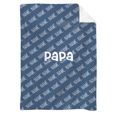 Personalized Papa Blanket With Grandkids Name in repeating text pattern, soft family blanket gift for Grandpa from grandchildren for Father’s Day, Birthday, Christmas