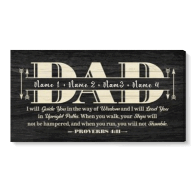 Father's Day Christian Gift – Personalized DAD Bible Verse Sign with Kids Names - Custom Gift for Religious Dad from Children