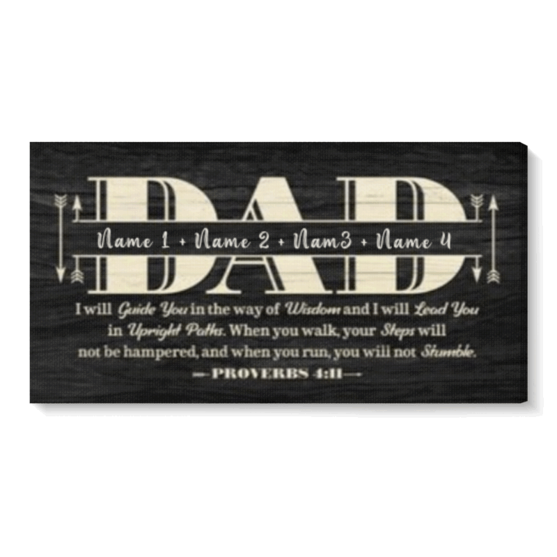 Father's Day Christian Gift – Personalized DAD Bible Verse Sign with Kids Names - Custom Gift for Religious Dad from Children