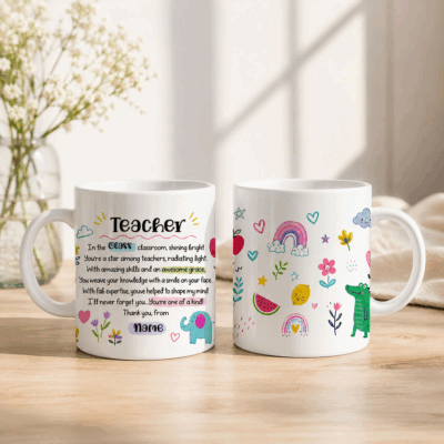 Personalized Teacher Thank You Mug, Teacher Poem Coffee Cup, Preschool Teacher Gifts, Cute Classroom Daycare Gift
