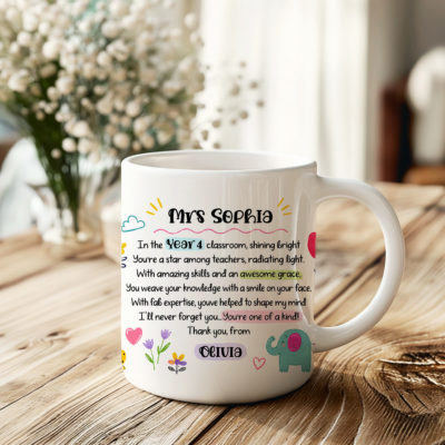 Personalized Teacher Thank You Mug, Teacher Poem Coffee Cup, Preschool Teacher Gifts, Cute Classroom Daycare Gift