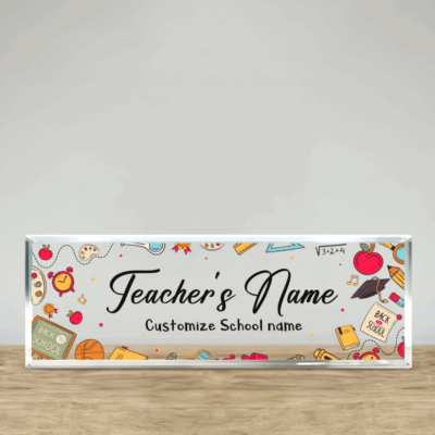 Personalized Teacher Name Plate, Custom Acrylic Desk Name Plate, Teacher Classroom Desk Sign, Teacher Appreciation Gift, Back to School Gift