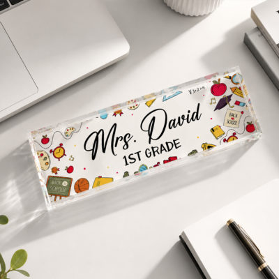 Personalized Teacher Name Plate, Custom Acrylic Desk Name Plate, Teacher Classroom Desk Sign, Teacher Appreciation Gift, Back to School Gift