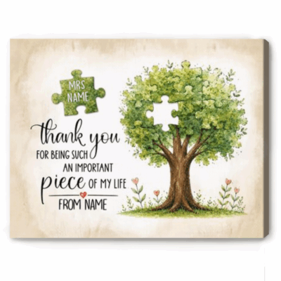 Personalized Teacher Appreciation Gift, Teacher Gift Sign, Thank You Teacher for Being an Important Piece of My Story Canvas Print