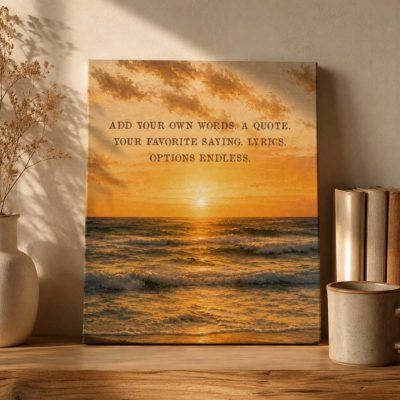 Benicee Shop 264 Personalized Add Your Own Words Canvas Print, Custom Quote Text Wall Art, Beach Sunset Coastal Decor, Anniversary Gifts