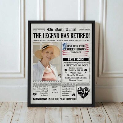 Retirement Newspaper Canvas For Mom - Personalized Retirement Gift For Mother - Women's Retirement Gift