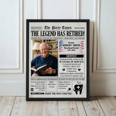 Personalized Dentist Retirement Newspaper Canvas - Dental Retirement Gift - Retirement Gift for Dentist