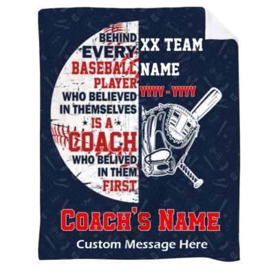 Personalized Baseball Coach Blanket, End of Season Baseball Coach Gift, Thank You Baseball Coach Gift
