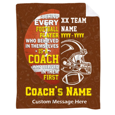 Personalized Football Coach Blanket, End of Season Football Coach Gift, American Football Coach Thank You Gift