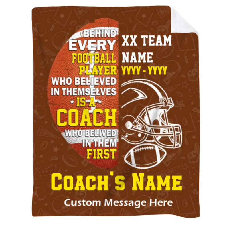Personalized Football Coach Blanket, End of Season Football Coach Gift, American Football Coach Thank You Gift