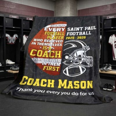 Personalized Football Coach Blanket, End of Season Football Coach Gift, American Football Coach Thank You Gift