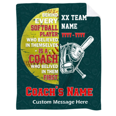Personalized Softball Coach Blanket, End of Season Softball Coach Gift, Softball Coach Gift from Team
