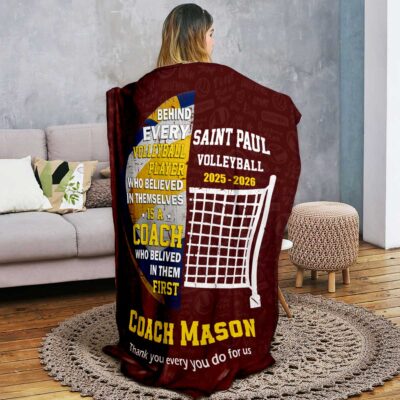 Personalized Volleyball Coach Blanket, End of Season Volleyball Coach Gift, Volleyball Coach Gift from Team