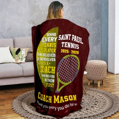 Personalized Tennis Coach Blanket, End of Season Tennis Coach Gift, Tennis Coach Thank You Gift