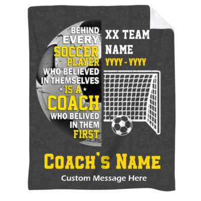 Personalized Soccer Coach Blanket, End of Season Coach Appreciation Gift, Soccer Coach Gift from Team