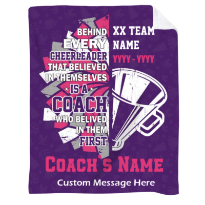 Personalized Cheer Coach Blanket, End of Season Coach Appreciation Gift, Cheerleading Coach Gift from Team